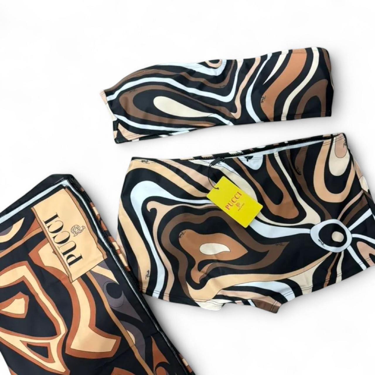 Pucci 2 piece swimsuit with Scarf wrap, and tags.