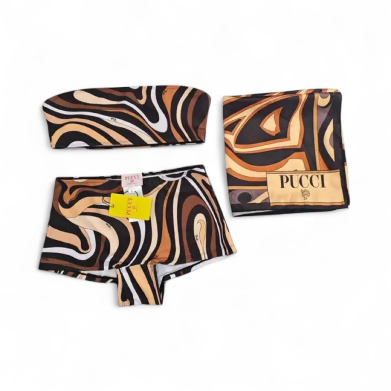 Pucci 2 piece swimsuit with Scarf wrap, and tags.