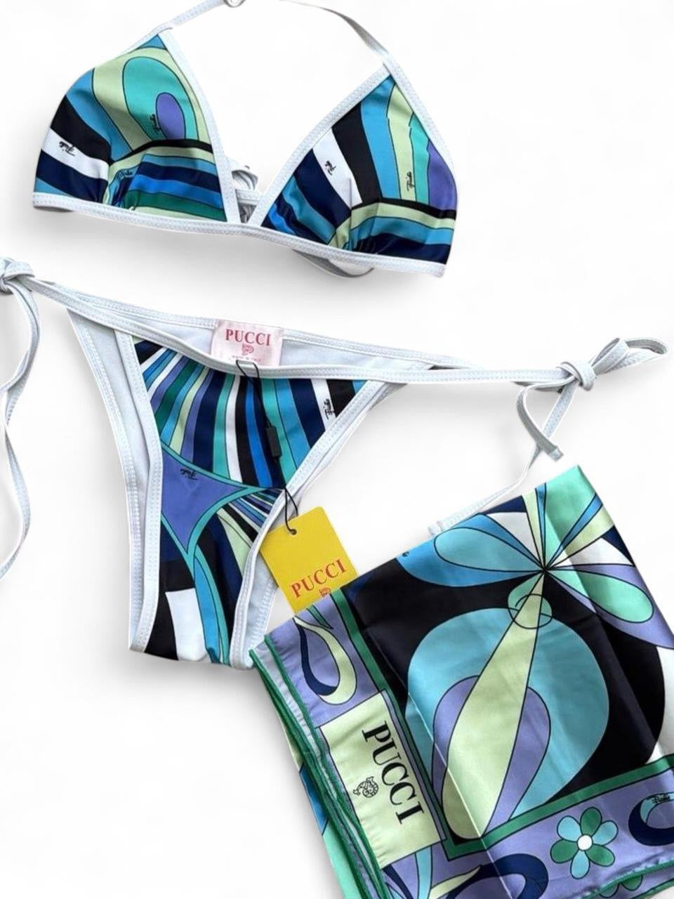 Pucci Bikini 2Piece Set with Scarf